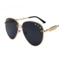 Ευρωπαϊκά μοντέρνα γυαλιά ηλίου aviator με χρυσά πριτσίνια και σχέδιο βέλους - Χρυσό Πλαίσιο Μαύρο Γκρι Φακός C6