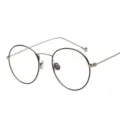 Gafas clásicas de montura redonda de metal plateado con filtro de luz azul unisex - Plateado