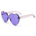 Trendy heart-shaped purple rimless sunglasses with translucent pink arms for women - Purple Lens Style (C7) / Purple