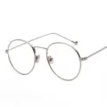 Montura de gafas redonda de metal plateado vintage con filtro de luz azul unisex - Plateado