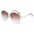 Gafas de sol sin montura degradado marrón con patillas de metal dorado mujer - Marco Dorado Té Degradado