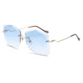 Gafas de sol sin montura con lentes degradadas azules y patillas metálicas onduladas oro - Marco Dorado Azul Degradado
