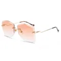 Gafas de sol geométricas sin montura con lentes naranja degradado y patillas doradas - Montura Dorada Lente Té Claro