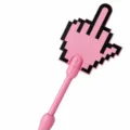 Pink pixelated middle finger tap to pay card holder wand fun novelty gift accessory - Pink