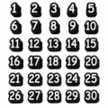 Numbered pencil toppers black silicone number tags 1 to 30 for school office supplies - Numbers 1-30 / Black
