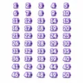 Numbered purple pencil toppers, number caps 1-50 for school stationery and office. - Numbers 1-50 / Purple