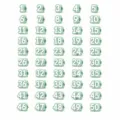 Numbered 1-50 pencil toppers set, cute mint green plastic number charms for school supplies. - Numbers 1-50 / Green