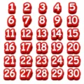 Numbered pencil toppers set 1-30 plastic number markers for school office organization - Numbers 1-30 / Red