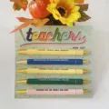 Teacher ballpoint pen set 5pcs colorful funny quote pens with card backing cute gift for teacher - Teacher Theme 5-Piece Set