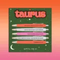 Taurus zodiac theme 5-piece ballpoint pen set with funny quotes card packaging design. - Taurus / 5 Pcs Set