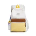 Close-up front view of the Japanese style color-blocking nylon student backpack detail - With Charm / M / Off White