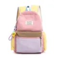 Front detail of a multi-colored pastel nylon backpack for school with star keychain - With Charm / M / Pink
