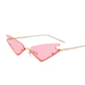 Occhiali da sole cat-eye senza montatura con lenti rosa e sottili stanghette d'oro - Rosa