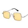 Retro vierkante steampunk zonnebril met gele glazen en een slank zilverkleurig montuur - Zilveren Frame Gele Lens (C3)