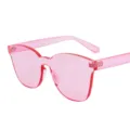 Lunettes de soleil monobloc roses transparentes au design sans monture de style européen - Rose (C3)