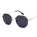 Lunettes de soleil octogonales élégantes avec monture en métal doré et verres foncés chic - Noir et Gris