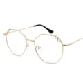 Lunettes à monture métallique dorée surdimensionnées avec design polygonal pour hommes et femmes - Or