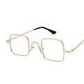 Retro vierkante goudmetalen bril met steampunk-stijl voor een trendy en unieke look - Gouden montuur heldere glazen (C7)