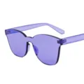 Lunettes de soleil oversize sans monture avec verres violets tendance pour femmes - Violet (C8)