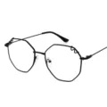 Lunettes tendance à monture métallique polygonale noire, design surdimensionné pour unisexe. - Noir