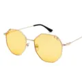 Élégantes lunettes de soleil octogonales à monture dorée avec verres teintés jaunes - Jaune