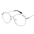Élégantes lunettes à monture métallique argentée polygonale avec de grands verres - Argent