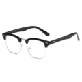 Black and silver semi-rimless square frame blue light blocking glasses - Glossy Black Silver Frame (Clear Lens)