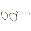 Retro tortoiseshell round frames with golden metal temples for a stylish daily look - Anti blue light / Tortoise Gold