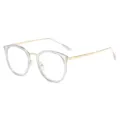 Stylish retro round glasses featuring transparent frames and slim gold metal temples - Anti blue light / Light Transparent Grey Gold Frame