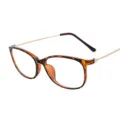 Retro tortoise shell full-frame glasses with elegant gold metal temples for women - Leopard Frame Gold Temples (C3)