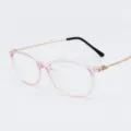 Retro transparent pink glasses frame with gold metal temples for women - Transparent Pink Frame Gold Temples (C9)