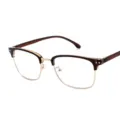 Retro-Brillenrahmen mit braunem Halbrand und goldenen Metallakzenten für Damen/Herren - Brauner Rahmen Brauner Rand C5
