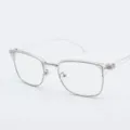 Retro-Halbrand-Brillengestell in transparentem und silbernem Design für Damen und Herren - Transparenter Rahmen Silberrand C11