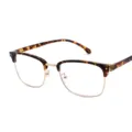 Klassische Brille mit Halbrand in Schildpatt-Optik und goldenen Metallakzenten - Schildpattrahmen Goldrand C8