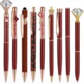Red diamond ballpoint pen set 9pcs luxury crystal decorative office writing pens gift - Red