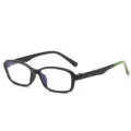 Ultraleichte rutschfeste Kinder Blaulichtfilter Brille mit schwarzem Silikonrahmen - Schwarzer Rahmen Grüne Bügel C7
