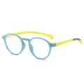 Gafas infantiles de silicona anti luz azul con montura azul claro y patillas amarillas - Marco Azul Claro Patas Amarillas