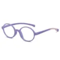 Flexible lila Silikon-Kinderbrille mit Blaulichtfilter und rundem Rahmen - Lila Rahmen C1