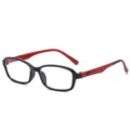 Ultraleichte Blaulichtfilter-Brille für Kinder mit schwarz-rotem Silikonrahmen. - Schwarzer Rahmen Rote Beine C1