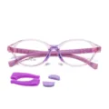 Lilane Kinder-Blaulichtfilter-Brille mit abnehmbaren Silikon-Ohrbügeln und Nasenpads. - Violetter Rahmen C5