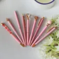 Cute pink and rose gold ballpoint pens set creative diamond mermaid scale stationery gift - Pink