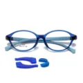 Blaue TR90 Anti-Blaulicht-Brille für Kinder mit zusätzlichem Silikon-Zubehörset - Dunkelblauer Rahmen C6