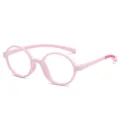 Stilvolle rosa Silikon-Blaulichtfilter-Brille für Kinder mit flexiblem ovalem Rahmen - Rosa Rahmen C6
