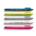 Close-up detail of colorful retractable ballpoint pens featuring motivational text quotes. - 5Pcs Smart Sayings Series
