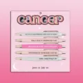 Set of 5 Cancer constellation theme ballpoint pens with pink backing card for daily writing. - Cancer / 5 Pcs Set