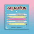Detailed view of the 5-pen constellation theme retractable ballpoint pen set on card. - Aquarius / 5 Pcs Set