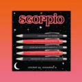 Scorpio constellation retractable ballpoint pen set with five quote pens on backing card. - Scorpio / 5 Pcs Set