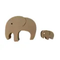 Wooden elephant mother and child figurine, natural wood grain home decor and gift for mom. - Set of 2 Small Elephant Heads Without Text