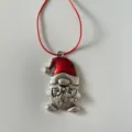 Christmas gnome tree ornament with red enamel hat and hanging ribbon for holiday decor. - Santa With Bowknot