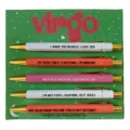 Virgo zodiac ballpoint pen set, 5 funny quote pens on backing card for daily writing - Virgo